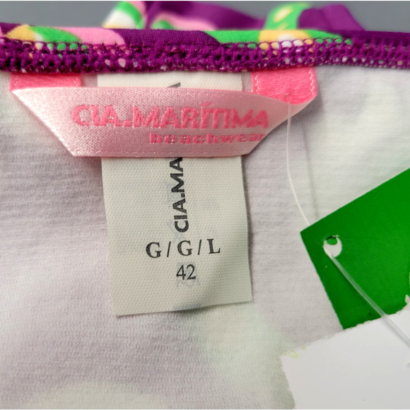 Cia Maritima Cheeky Bikini Bottom Womens Large 42 Swim Side Tie Floral Retro New - Picture 3 of 13